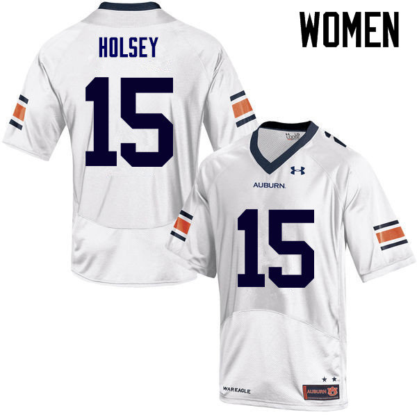 Women Auburn Tigers #15 Joshua Holsey College Football Jerseys Sale-White - Click Image to Close